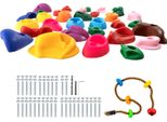 Succebuy 32 Prese Per Arrampicata, Prese Colorate Di Diverse Dimensioni Per Bambini E Adulti, Per Pareti Interne Ed Esterne Con Materiale Di Fissaggio E Corda Per Arrampicata