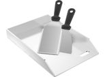 Yuenfong Piastra Per Grigliare In Acciaio Inox Bbq Plancha Universale Per Barbecue A Carbonella E A Gas Piastra Per Grigliare Per Una Distribuzione Uniforme Del Calore Vassoio Per Grigliare Con Spatola Inclusa (30X20Cm)