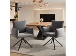 Sedie Da Pranzo Flieks (2 Pezzi), Poltrona Girevole A 360°, Sedia Imbottita In Velluto, Sedia Da Pranzo Con 4 Gambe In Metallo, Materiale Traspirante, Grigio