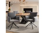 Sedie Da Pranzo Flieks (4 Pezzi), Poltrona Girevole A 360°, Sedia Imbottita In Velluto, Sedia Da Pranzo Con 4 Gambe In Metallo, Materiale Traspirante, Grigio
