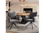 Sedie Da Pranzo Flieks (6 Pezzi), Poltrona Girevole A 360°, Sedia Imbottita In Velluto, Sedia Da Pranzo Con 4 Gambe In Metallo, Materiale Traspirante, Grigio