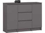 Akord Cassettiera 2 Ante 3 Cassetti Grigio Grafite 101X35X76 Cm