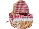 Cestino Da Picnic In Vimini Con Fodera Rimovibile Cestino Da Picnic Vuoto Con Coperchio E Maniglia Per Pasqua, Campeggio, Festa Della Mamma, Plaid Rosso