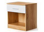 Fch Comodino, Con Cassetti Tavolino Comodino, 39 X 28 X 41 Cm， Quercia E Bianco,1Pc