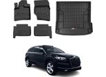 Set Di Tappetini E Fodere Per Bagagliaio Omac Per Audi Q7 2006-2015 In Gomma Tpe Nero 5X