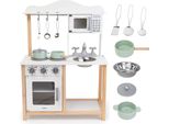 Cucina Per Bambini Mamabrum In Legno Con Microonde, Forno E Accessori - Robusta Cucina Da Gioco A Partire Dai 3 Anni Di Età