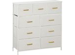 Homcom Credenza A Cassettiera Con 9 Cassetti In Tessuto, Cassettiera Con Piano Di Lavoro, Maniglia, Mobile Contenitore Per Soggiorno, Bianco Crema