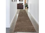 Tappeto Moderno Con Motivo Ad Arco Facile Da Trattare E Resistente In Marrone Dimensioni - 80 X 300 Cm