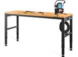 Banco Da Lavoro Regolabile In Altezza 155 X 51 X 72 - Tavola Di Serraggio 97 Cm, Banco Da Lavoro Con Portata Di 900 Kg, Banco Attrezzi Pieghevole Marrone In Acciaio Laminato A Freddo, Banco Da Lavoro Multifunzionale Per Magazzino E Ufficio