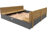 Axi Ella Xxl Sabbiera In Legno Con Panche E Coperchio, Grigio | Sabbiera Per Bambini In Grigio E Marrone | 150 X 150 X 20 Cm