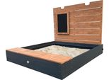 Axi | Mandy Xl - Sabbiera Con Contenitore E Coperchio Grigio, Marrone | Sabbiera In Legno, Legno Di Hemlock | Facile Da Costruire, Conservare | Da 3 Anni - 130 X 120 X 98 Cm