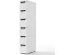 Costway Armadio Stretto Per Piccoli Spazi, Mobile Organizzatore Con 3/4/5/6 Cassetti E Ruote Integrate, Carrello In Plastica Bianca
