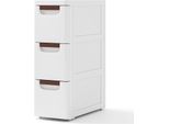 Coswtay Armadio Stretto Per Piccoli Spazi, Mobile Organizzatore Con 3/4/5/6 Cassetti E Ruote Integrate, Carrello In Plastica Bianca