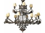Casa Padrino Lampadario Barocco In Ferro Battuto Marrone / Beige Ø 100 X H. 100 Cm