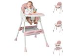 Fch Seggiolone Bambino 2 In 1 Reclinabile E Pieghevole Seggiolone Per Bambini In Crescita Con Seggiolino Sedia Per Bambini Con Cintura Di Sicurezza, Rosa