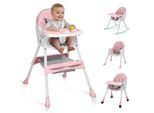 Fch Seggiolone Bambino 3 In 1 - Seggiolone Per Bambini - Sedia Da Pranzo Pieghevole, Carrozzina - Sedia Per La Crescita E Seggiolino Per Neonati - Rosa