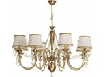 Casa Padrino Lampadario In Cristallo Barocco Ottone Con Patina / Crema / Oro Ø 110 X H. 80 Cm