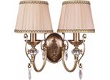 Casa Padrino Lampada Da Parete Doppia In Cristallo Barocco Ottone Con Patina / Beige-Oro H. 37 Cm