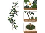 Albero Di Fiori Artificiali, Fiori Di Magnolia Realistici, Vaso Decorativo Incluso, 180Cm
