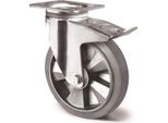Ruota Girevole Per Impieghi Gravosi Ø 250 Mm Portata 500 Kg Freni Totali Gomma Elastica Altezza 295 Mm