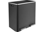 Bolt Edge Pattumiera Con Pedale A 2 Scomparti – 60 L – Pattumiera Con Funzione Soft-Close – Separazione Dei Rifiuti – Rvs – Antiscivolo – Nero