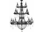 Casa Padrino Lampadario Barocco In Ferro Battuto E Cristallo Nero Ø 146 X H. 190 Cm