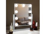 Vanitii Specchio Per Il Trucco Con Illuminazione 25 X 30 Cm Illuminazione A Led 9 Luci Dimmer 3 Modalità Di Colore Specchio Per Il Trucco Ruotabile A 360° Per La Toilette Bianco