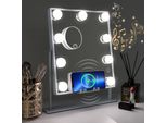 Vanitii Specchio Per Il Trucco Con Illuminazione 25 X 30 Cm Illuminazione A Led 9 Luci Dimmer 3 Modalità Di Colore Specchio Per Il Trucco Bluetooth Ruotabile A 360° Per La Toletta