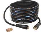 Tubo Flessibile Per Alta Pressione Con Treccia In Acciaio Premium, Resistente Al Calore, 15 Metri, DN8 Con Connettori M22-M22 + Adattatore Di Prolunga M22 (Versione: Tipo K) Per Idropulitrici Krcher E Kranzle