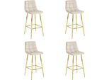 Sgabelli Valora Arceto - Velluto Beige E Gambe Dorate X4 | Set Di 4 Lussuosi Sgabelli Da Bar In Velluto