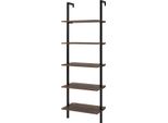 Scaffale Industriale Bolt Edge – Scaffale A Scala A 5 Ripiani In Legno E Metallo – Scaffale Per Libri, Piante E Oggetti Decorativi – 60X35X185 Cm – Marrone Vintage/Nero