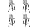 Sgabello Valora Arceto - Velluto Grigio Argento E Gambe Nere X4 | Set Di Sgabelli Eleganti E Moderni