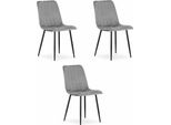 Set Di 3 Sedie Valora Lava In Velluto Grigio Scuro | Trio Di Sedie Grigio Scuro Con Un'estetica Pulita