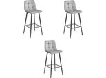 Set Di 3 Sgabelli Valora Arceto - Velluto Grigio Argento E Gambe Nere | Collezione Di Sedute Eleganti