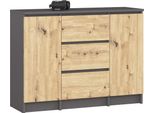 Akord Mobile 2 Ante 3 Cassetti Grigio Grafite/Rovere Artigianale 101X35X76 Cm