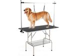 Costway Tavolo Da Toelettatura Pieghevole Per Cani, Tavolo Da Toelettatura Per Animali Domestici Regolabile In Altezza, Tavolo Da Toelettatura Con Cesto In Rete E 2 Imbragature, Per Cani, Caricabile Fino A 150 Kg, Nero