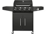 Barbecue A Gas Bbq 5 In 1 – Nero – 4+1 Bruciatori Incl. Bruciatore Laterale – Termometro E Vaschetta Raccogli Olio – Griglia In Acciaio Inox Per Giardino, Terrazza E Balcone