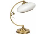 Casa Padrino Lampada Da Tavolo Barocca Ottone Con Patina / Bianco H. 37 Cm