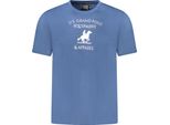 T-Shirt Da Uomo A Maniche Corte Blu Con Scollo Rotondo E Design Stampato