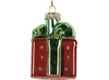 Clayre & Eef Etichetta Natalizia Regalo 4X4X6 Cm In Vetro Rosso