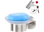 Bremermann Serie Bagno Piazza - Portasapone Incl. Set Di Adesivi, Portasapone In Vetro Satinato E Acciaio Inox, Opaco