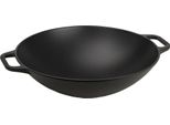Victoria 30926 Wok A Induzione In Ghisa Smaltata 35,5 Cm, Padella In Ghisa Senza Ptfe Nero