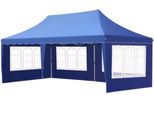 Tenda Da Festa 3×6 M – Gazebo Pop-Up / Tenda Da Giardino – Blu – 6 Pareti Laterali Rimovibili – Facile Da Montare, Regolabile In Altezza, Impermeabile, Resistente Alle Intemperie, Struttura In Acciaio