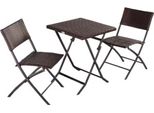 Set Da Esterno Con Tavolo Pieghevole, 3 Pezzi – Set Da Balcone E Bistrot – 2 Sedie Pieghevoli E Tavolo – Rattan Pe E Telaio In Acciaio – Per Giardino, Balcone E Campeggio – Marrone