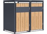 Axi Luke Copribidone Spazzatura In Metallo Antracite/Effetto Legno - Copri Bidone Spazzatura 2 Contenitori - Max. 240L - Copribidone Spazzatura Esterno Con Eccellente Ventilazione