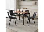 Set Da Pranzo 'Hemnes' Tavolo Da Pranzo Da 5 Pezzi Con 4 Sedie 100 X 60 Cm Piano Rettangolare Effetto Rovere/Grigio Scuro