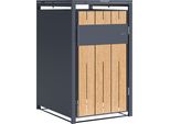 Axi Luke Copribidone Spazzatura In Metallo Antracite/Effetto Legno - Copri Bidone Spazzatura 1 Contenitore - Max. 240L - Copribidone Spazzatura Esterno Con Eccellente Ventilazione