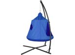 Poltrona Sospesa A Forma Di Uovo – Poltrona Sospesa Per Bambini – Base A X – Con Boomentent – Per Interni Ed Esterni – Poltrona Sospesa Cocoon – Struttura In Metallo – Blu