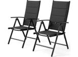 Set Di 2 Sedie Da Giardino – Pieghevoli – Sedie Lounge – Schienale Regolabile In 7 Posizioni – Con Braccioli – Resistenti Alle Intemperie – Alluminio – Nero