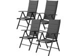 Set Di 2 Sedie Da Giardino – Pieghevoli E Regolabili In 7 Posizioni – Con Braccioli – Struttura In Alluminio – Grigio Scuro – Balcone, Giardino, Esterni